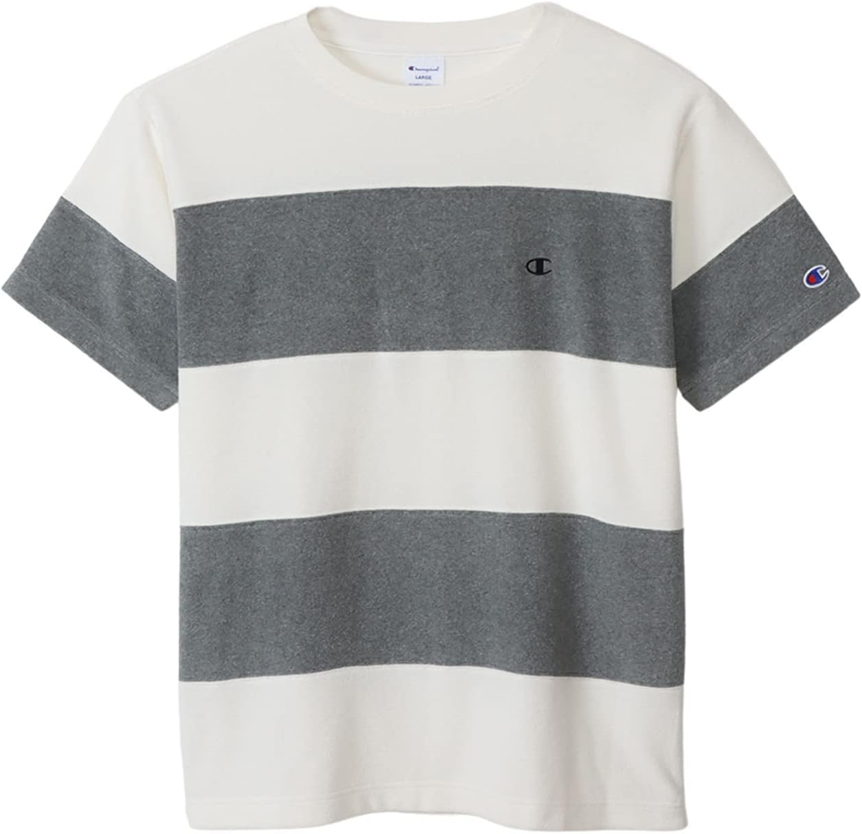 

Футболка Champion C3-T302/C3-X360 с коротким рукавом, хлопок, производство США, полосатая футболка, логотип в одну точку, футболка с коротким рукавом и панелью, белый