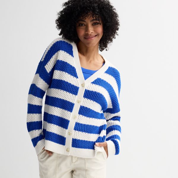 

Женский кардиган с пуговицами спереди Sonoma Goods For Life, цвет bold blue stripe