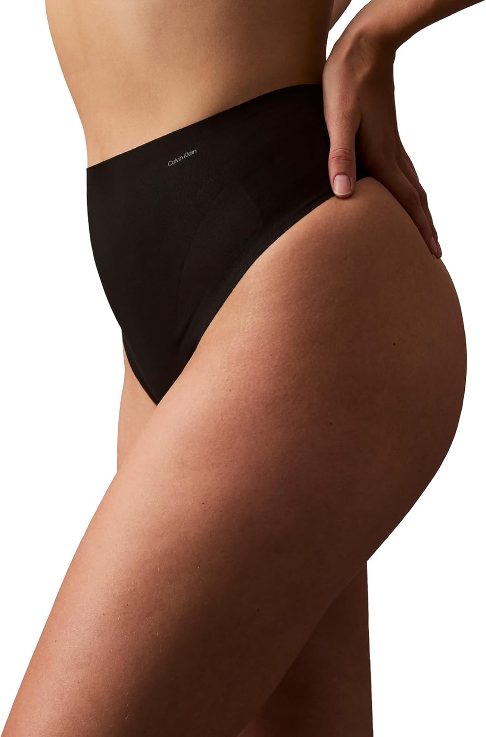 Женские утягивающие трусики-стринги Calvin Klein Stay-Put Mesh с высокой талией, Black — фото 4
