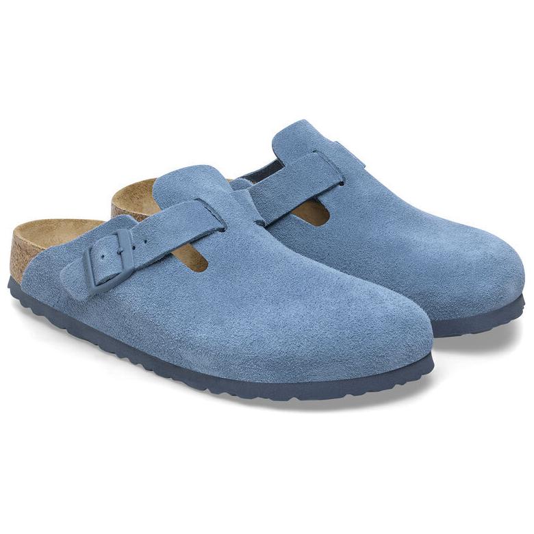Бостонские тапочки из мягкой замши с узкой колодкой 'Elemental Blue' Birkenstock — фото 3