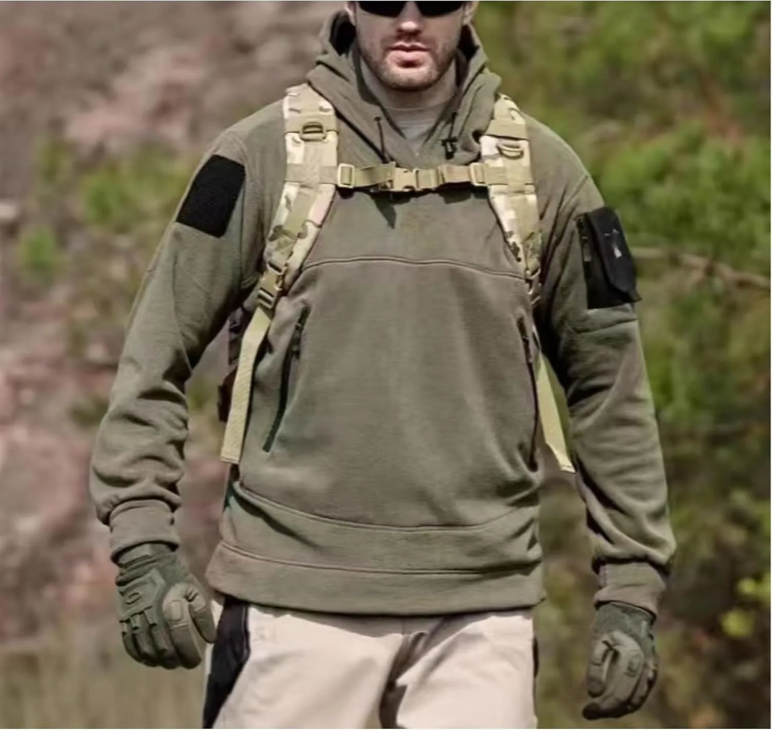 Мужская тактическая толстовка с капюшоном Military Training Fleece и карманом на рукаве — фото 2