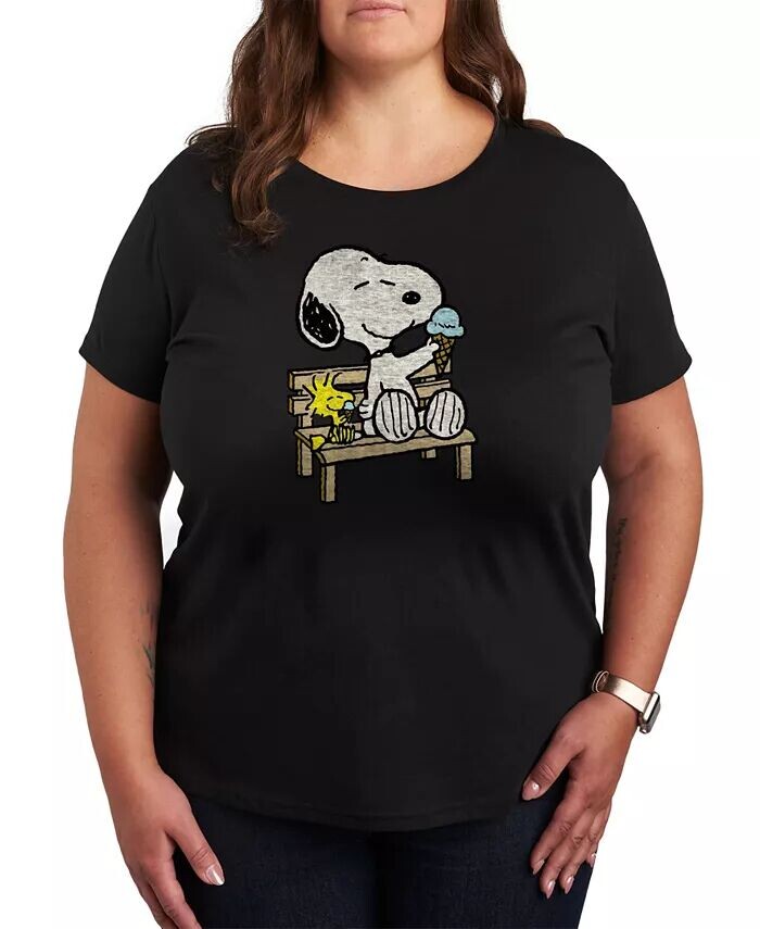 

Модная футболка больших размеров с рисунком арахиса Snoopy & Woodstock Hybrid Apparel, черный