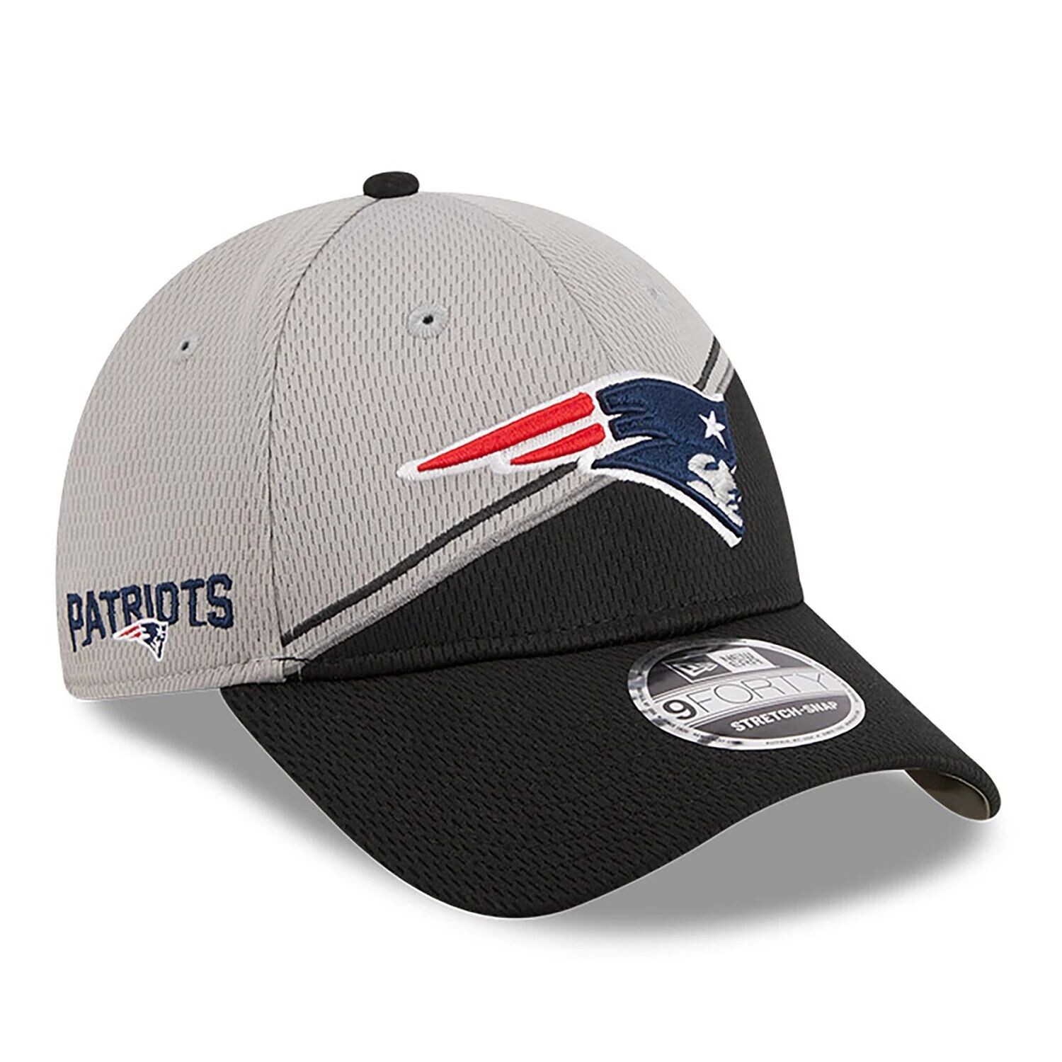 

Мужская регулируемая кепка New Era Grey/Black New England Patriots 2023 Sideline 9FORTY