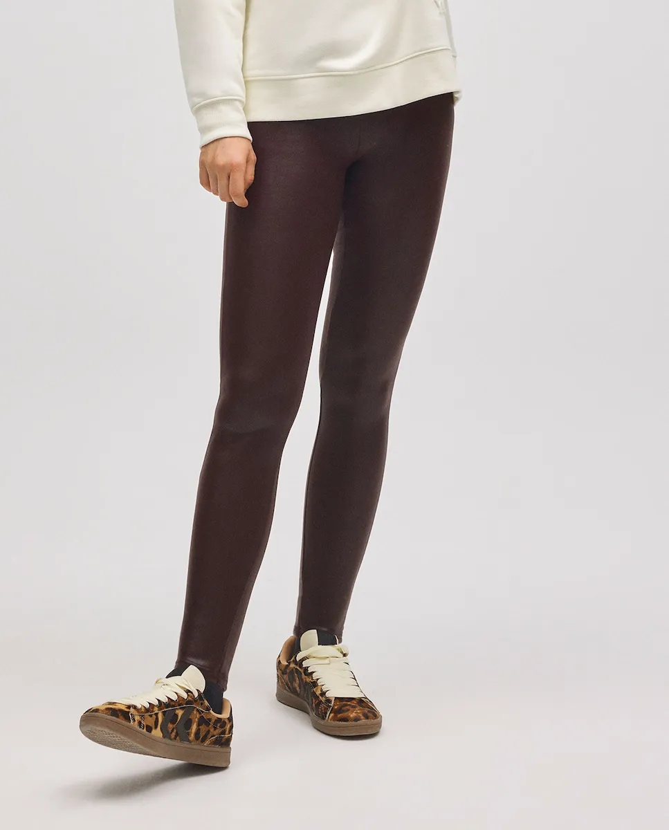 

Женские термо-леггинсы с эффектом кожи цвета верблюжьей шерсти Ysabel Mora