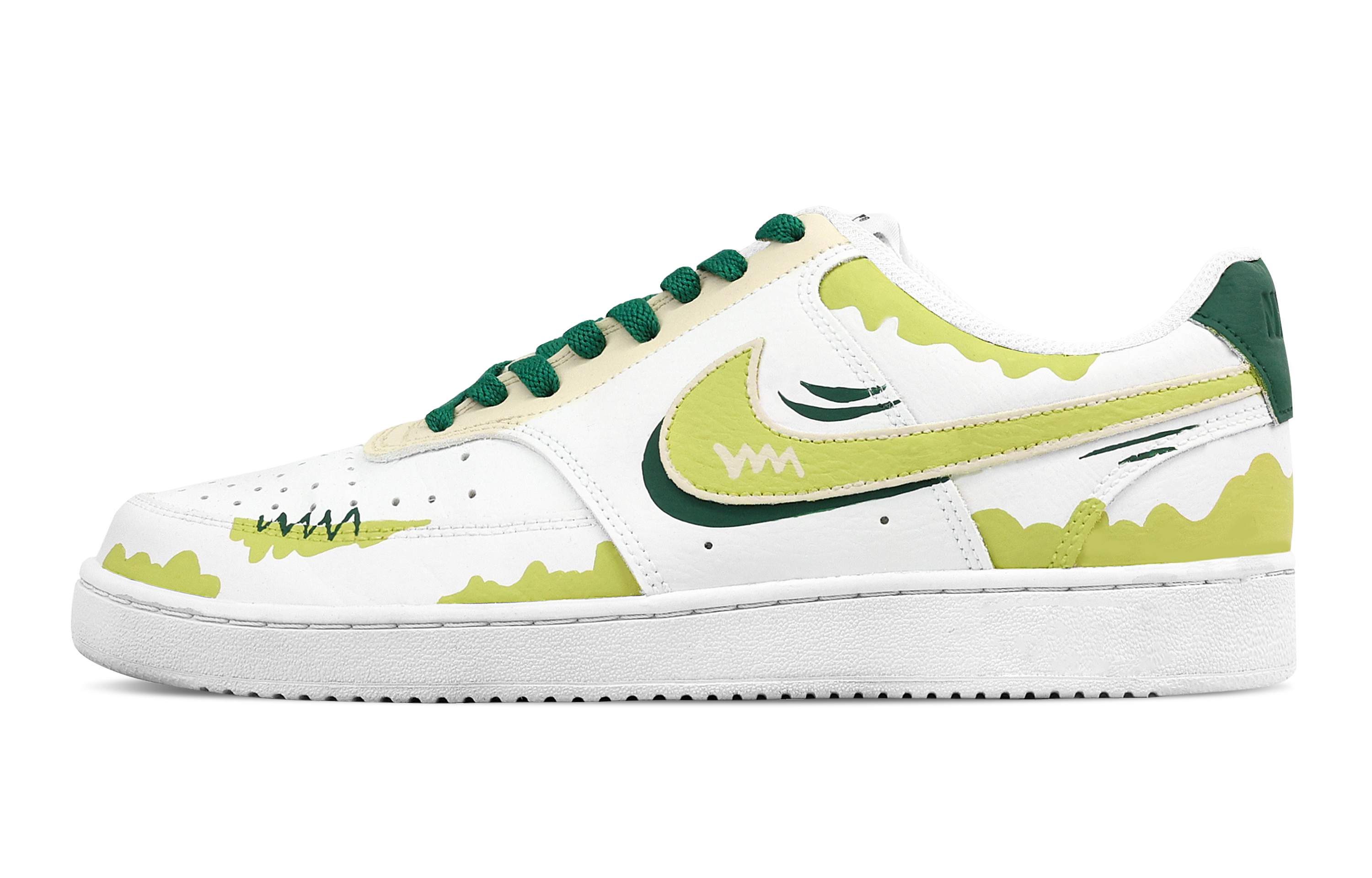 

Nike Кроссовки Court Vision 1 Jungle Mystic Realm, износостойкие, низкие, для скейтбординга, мужские, неоново-желтые