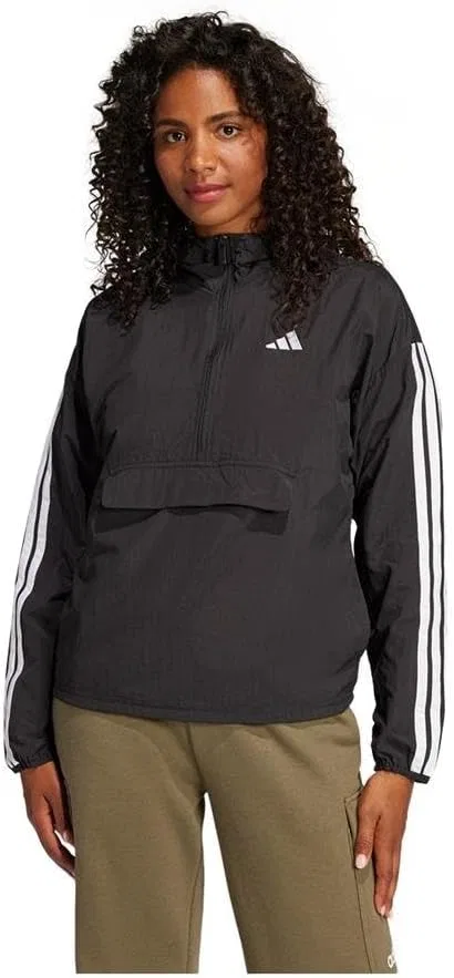 Ветровка Adidas Essentials 3-Stripes, черно-белая — фото 3