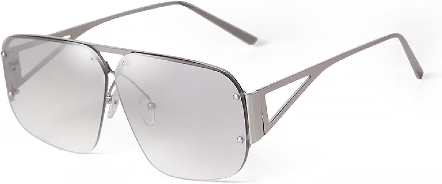 

Большие квадратные солнцезащитные очки для женщин и мужчин в стиле ретро, ​​авиационные солнцезащитные очки в безрамочной металлической оправе, градиентные линзы, защита от УФ-излучения UV400 WNCKSQ, C5 Silver