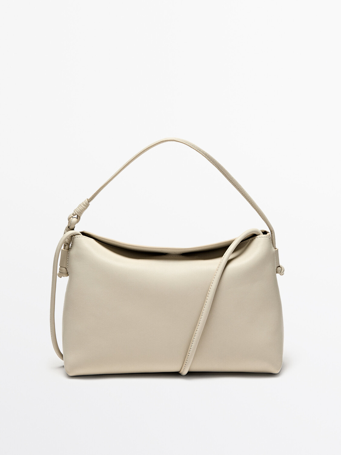 

Небольшая сумка из кожи наппа с узлами Massimo Dutti, белый