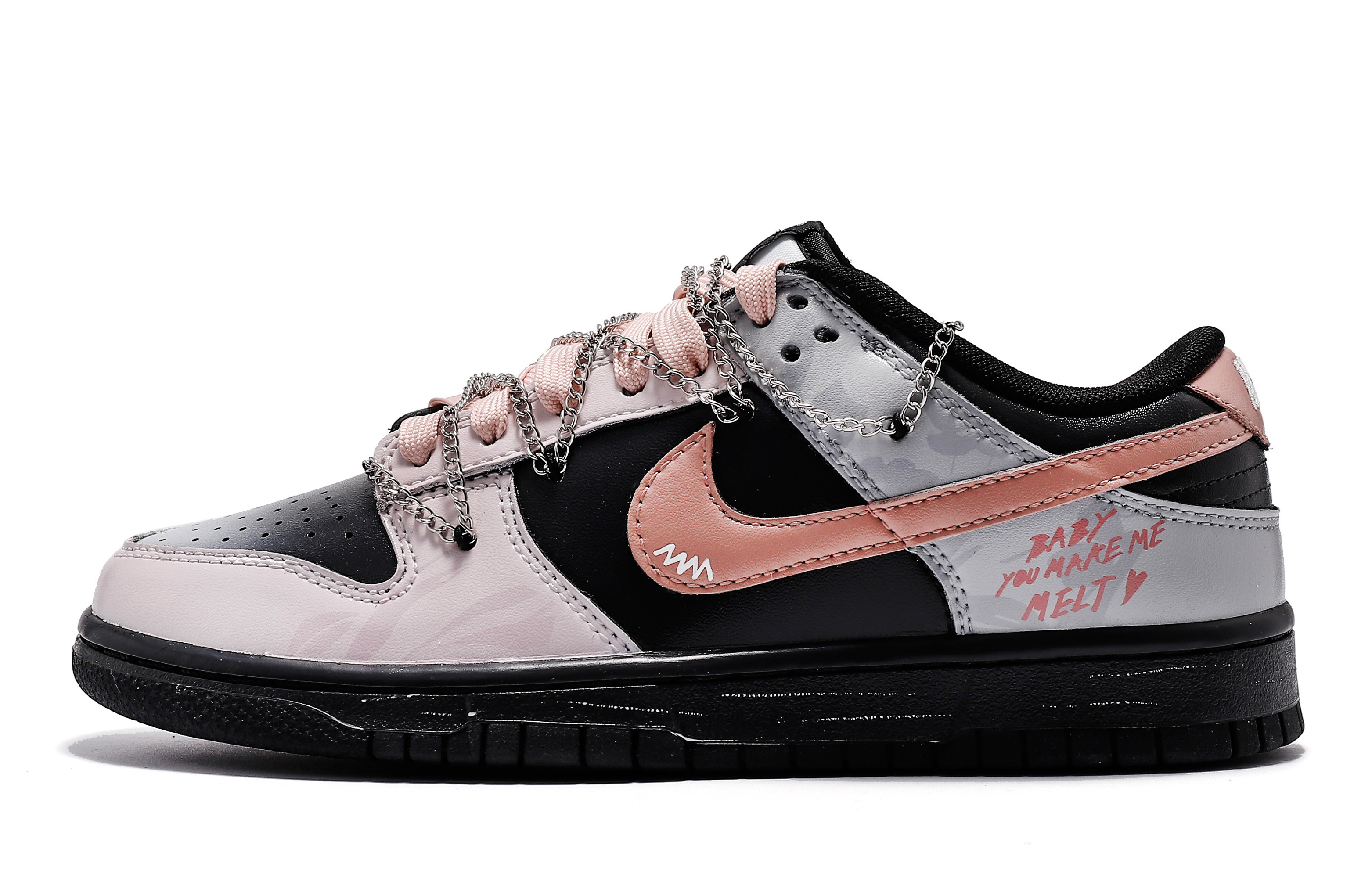 

Nike Кроссовки для скейтбординга Dunk с противоскользящим износостойким верхом, унисекс, черно-розовые