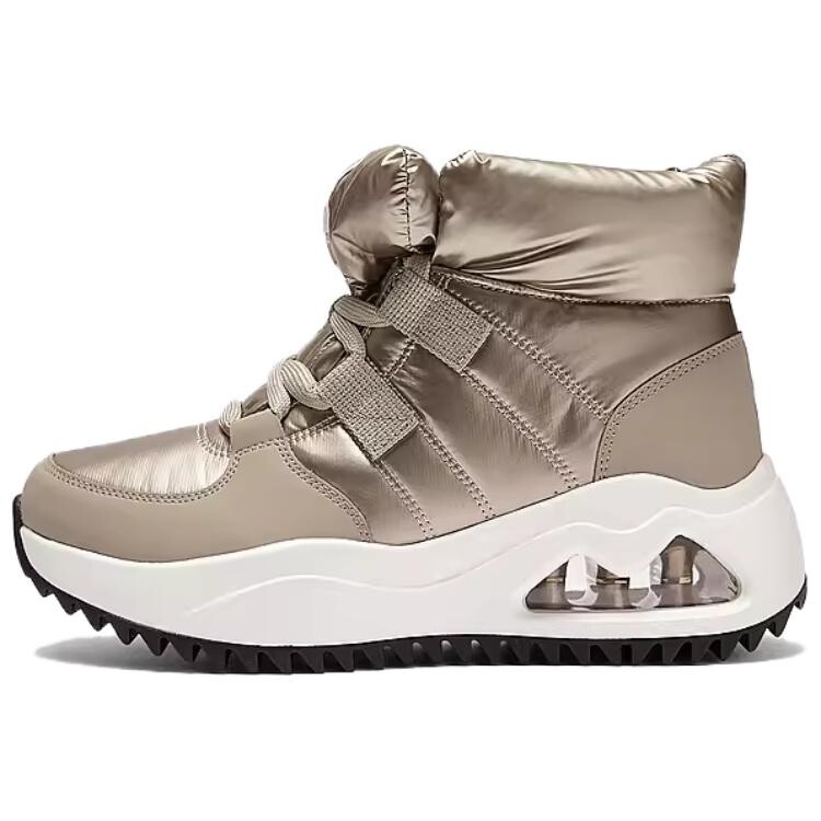 Зимние ботинки женские Skechers атласные дутые, бронзовый