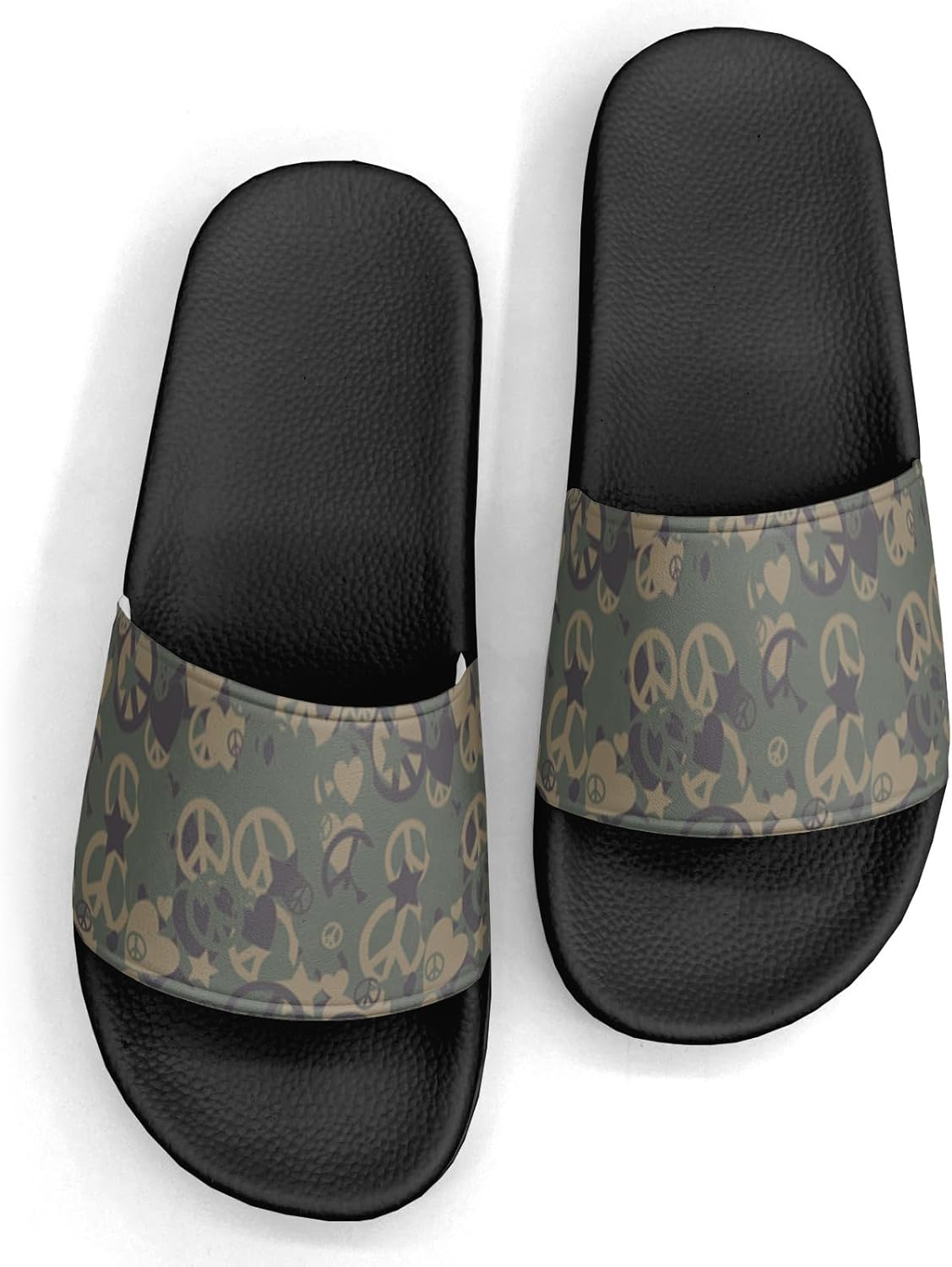 

Сланцы с камуфляжным дизайном «Мир» для женщин и мужчин, повседневные спортивные шлепанцы, для бассейна, душа, дома и улицы Generic, Camouflage Peace Custom
