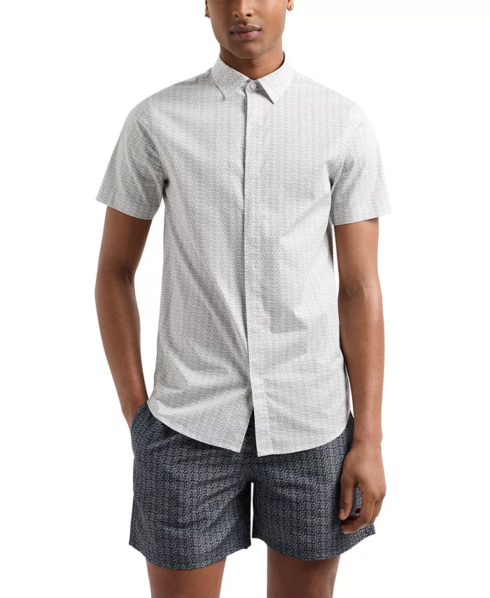 

Мужская рубашка с логотипом AX A|X Armani Exchange, коричневый/бежевый