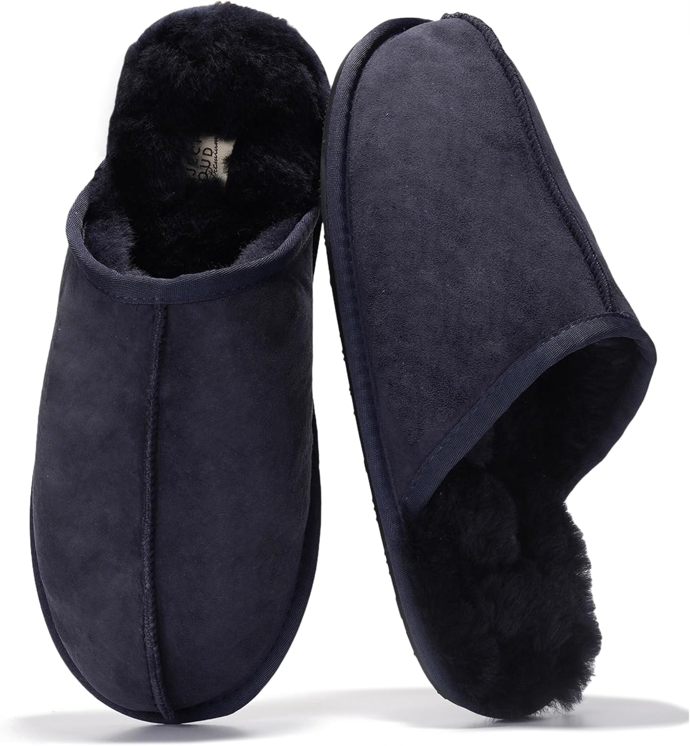 

Мужские домашние тапочки Project Cloud из 100 натуральной кожи с подкладкой из натуральной овчины - мужские тапочки для дома с стелькой из пены с эффектом памяти - легкие и противоскользящие домашние мужские тапочки, синий