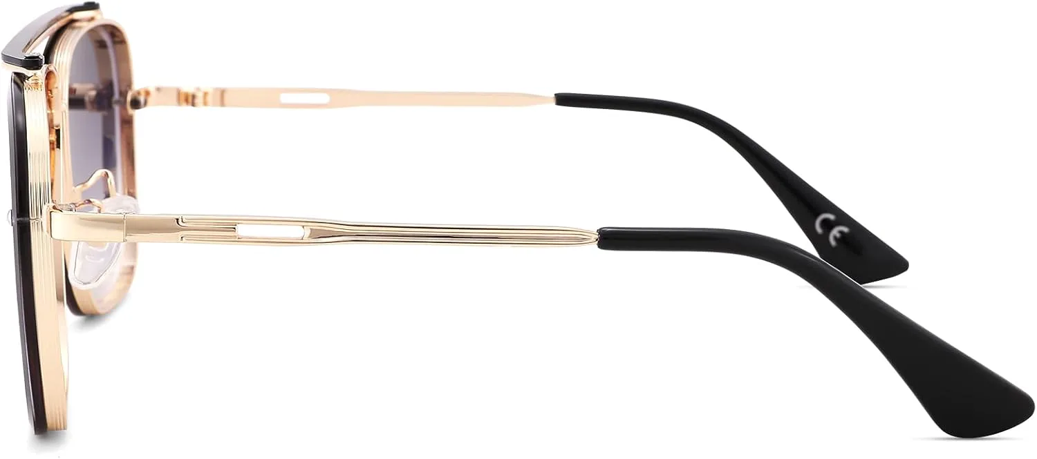 

COASION Мужские солнцезащитные очки, костюмные очки в стиле ретро, ​​квадратные очки-авиаторы, оправа для женских солнцезащитных очков, A5 Gold/Gradient Gray