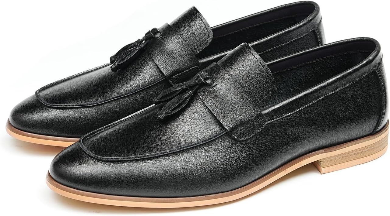 

Мужские лоферы Santimon с кисточками, из натуральной кожи, без шнурков, дышащие, черные и светло-серые, для делового стиля и официальных мероприятий