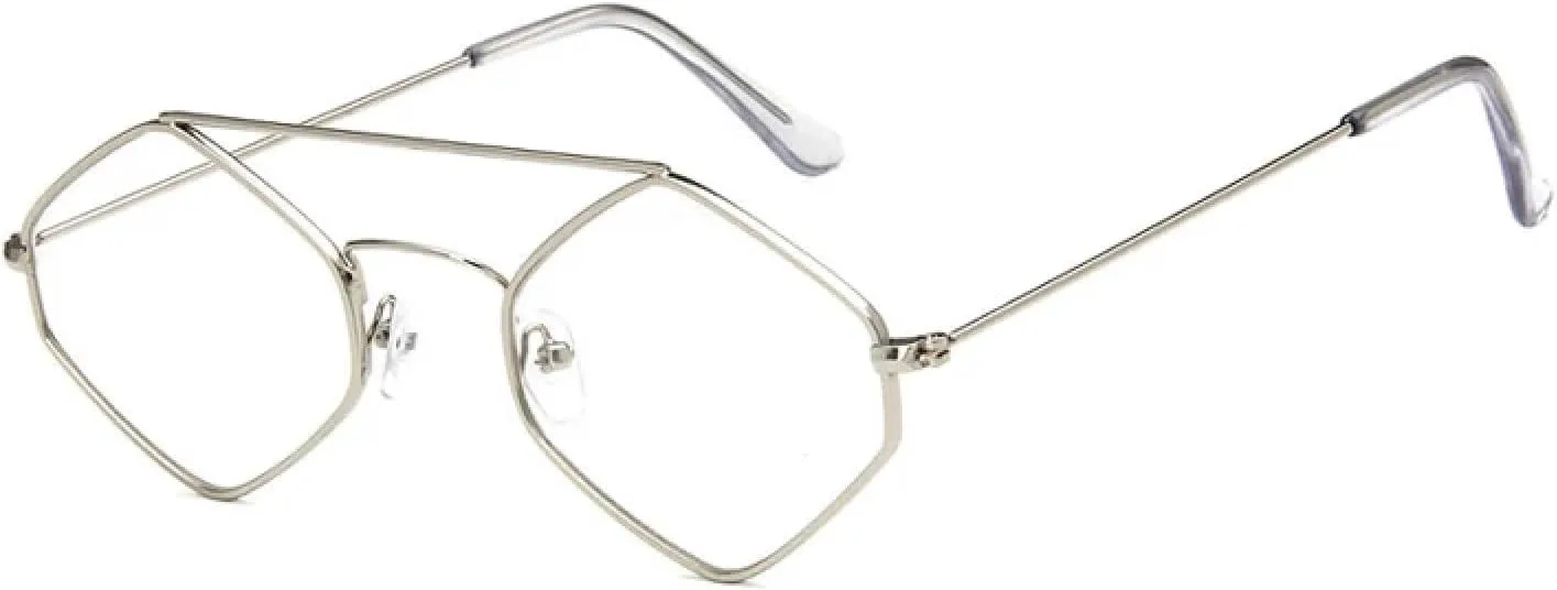 

Женские солнцезащитные очки «кошачий глаз» в модной винтажной металлической оправе с многоугольными линзами, защищающие от УФ-излучения (UV400) TVTBBVV, Silver-clear