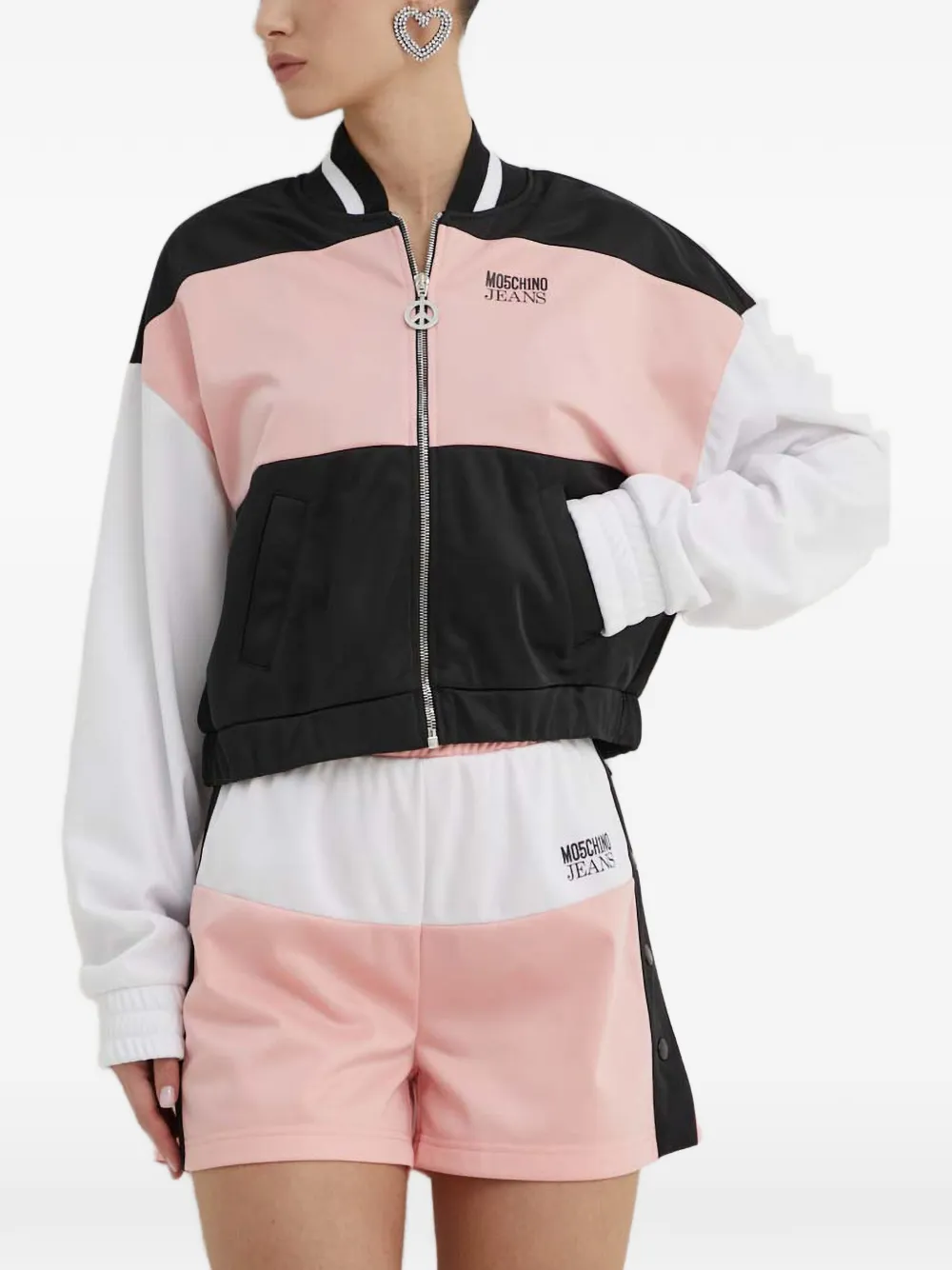 

Толстовка на молнии с цветными блоками Moschino Jeans, черный