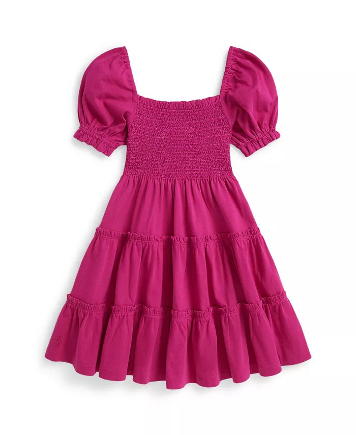 

Детское платье для девочек 2T-6X с присборенным вырезом лодочкой Polo Ralph Lauren, розовый