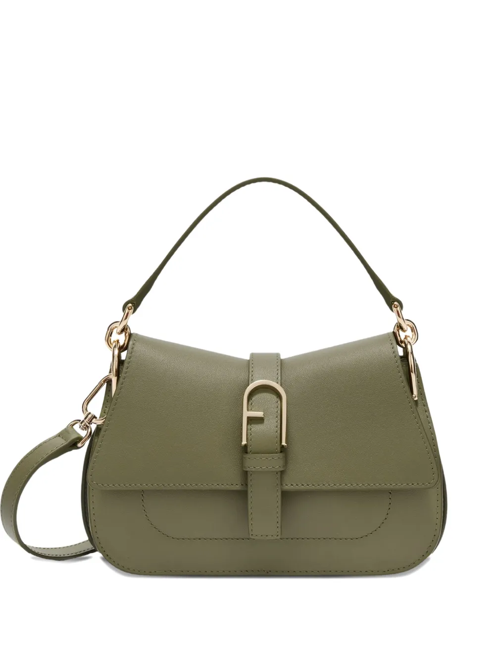 

Мини-сумка-тоут Flow из кожи с арочной пряжкой Furla, зеленый