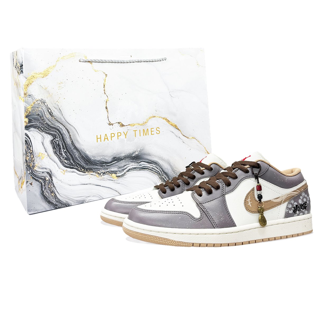 

Jordan Кроссовки Air 1 Abrasion Resistant Slip Resistant Low top Vintage мужские, цвет brown gray