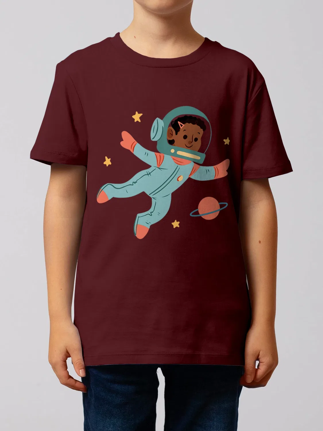 Футболка с астронавтом для детей, Wat? Apparel, винный