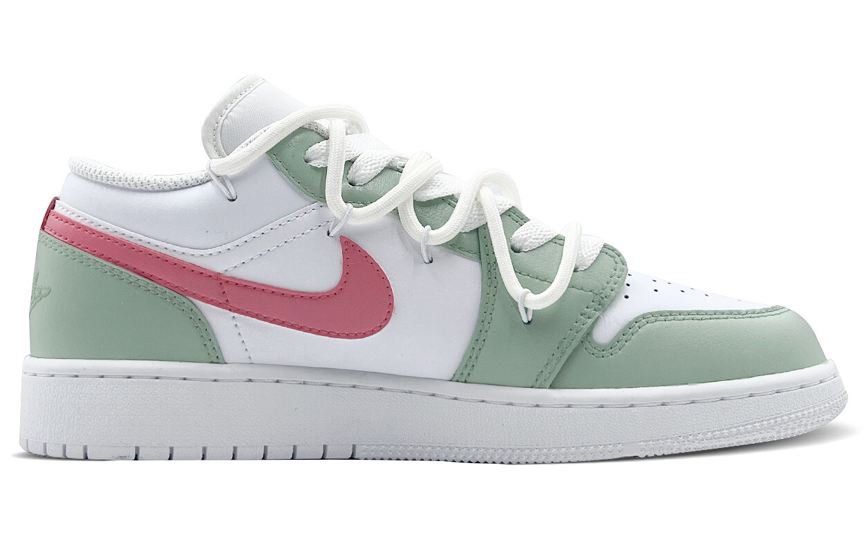 Кроссовки Air Jordan 1 Skateboarding Shoes Women's Low-top Green/White, желтый — фото 2