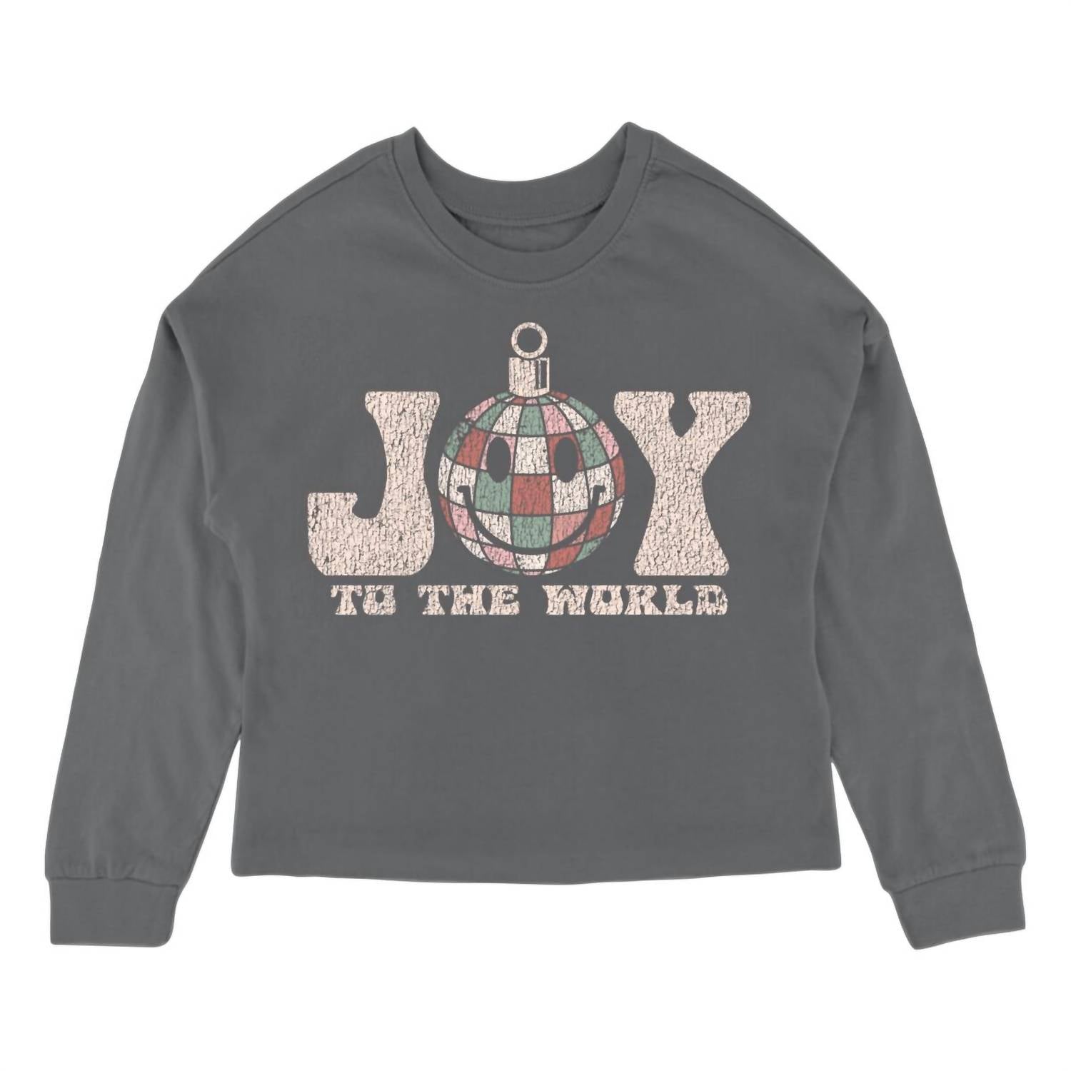 

Футболка с длинным рукавом Joy To The World для девочек в винтажном черном цвете TINY WHALES
