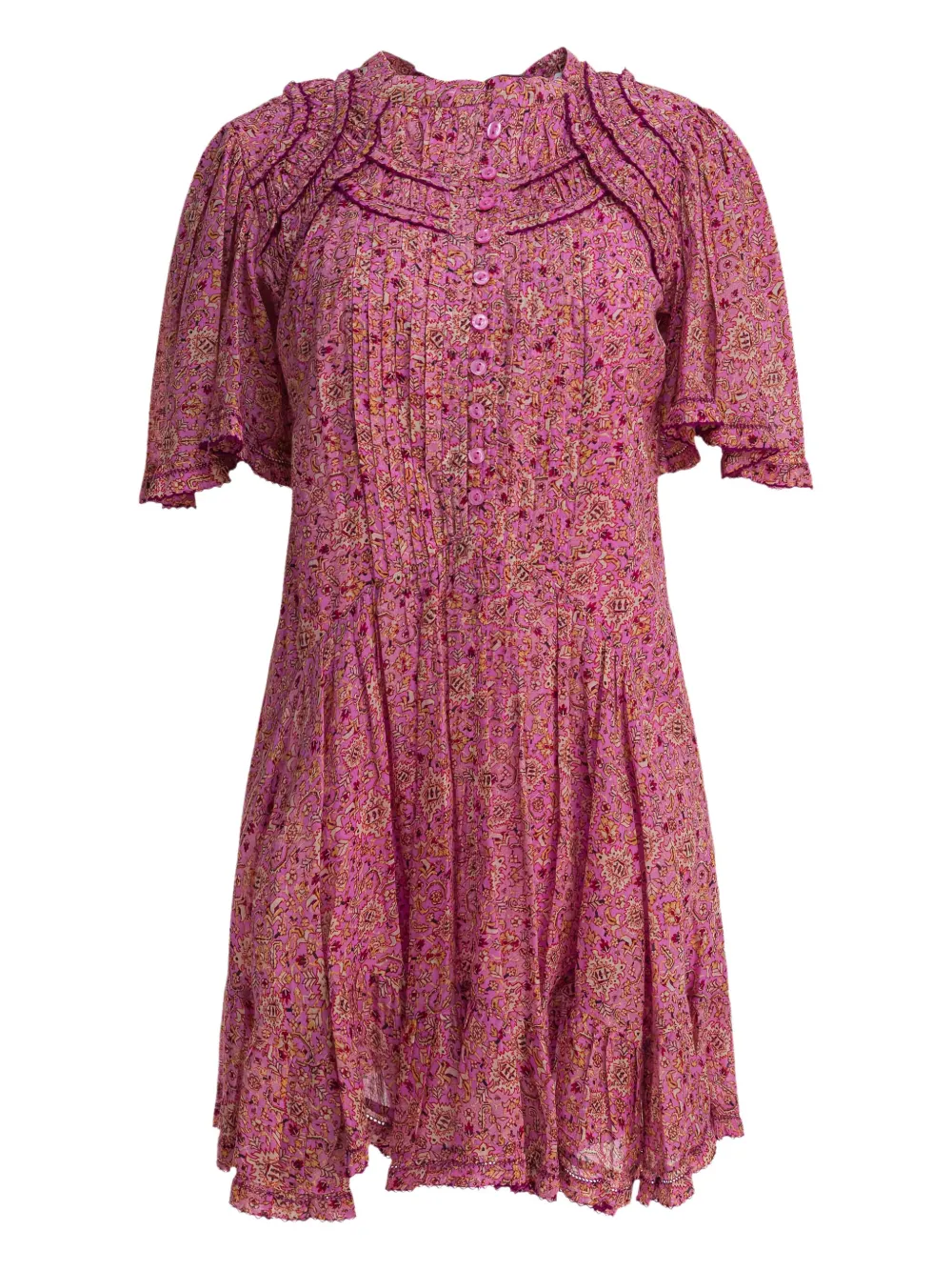 

Плиссированное платье мини Celyana с цветочным принтом Marant Étoile, розовый