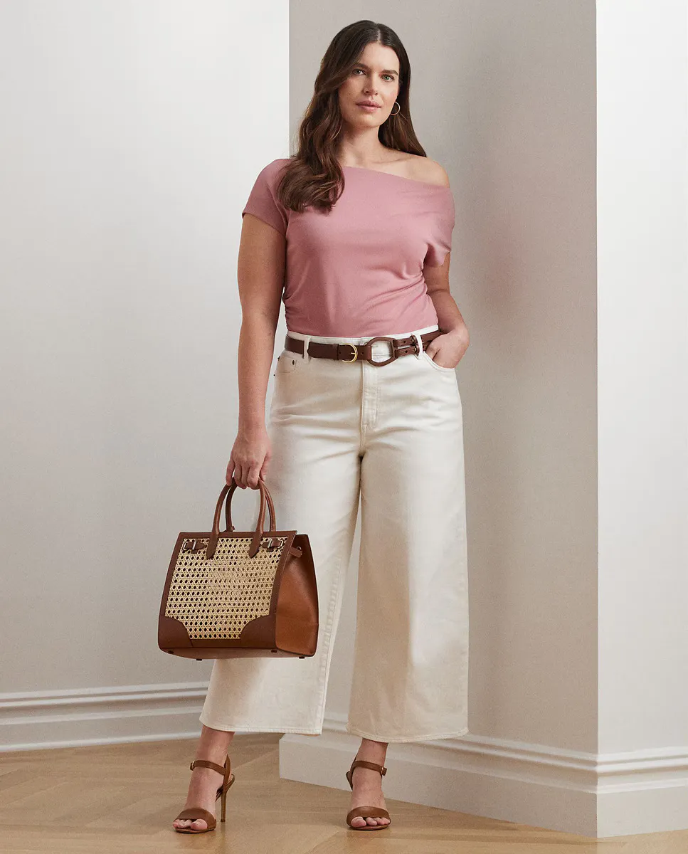 

Женская футболка больших размеров с асимметричным вырезом Lauren Ralph Lauren, розовый