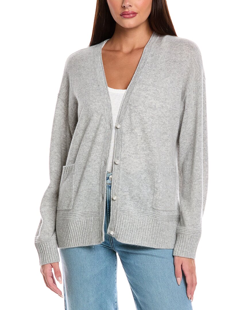 

Бродди Кашемир Кардиган с рубчиковым краем Brodie Cashmere, серый