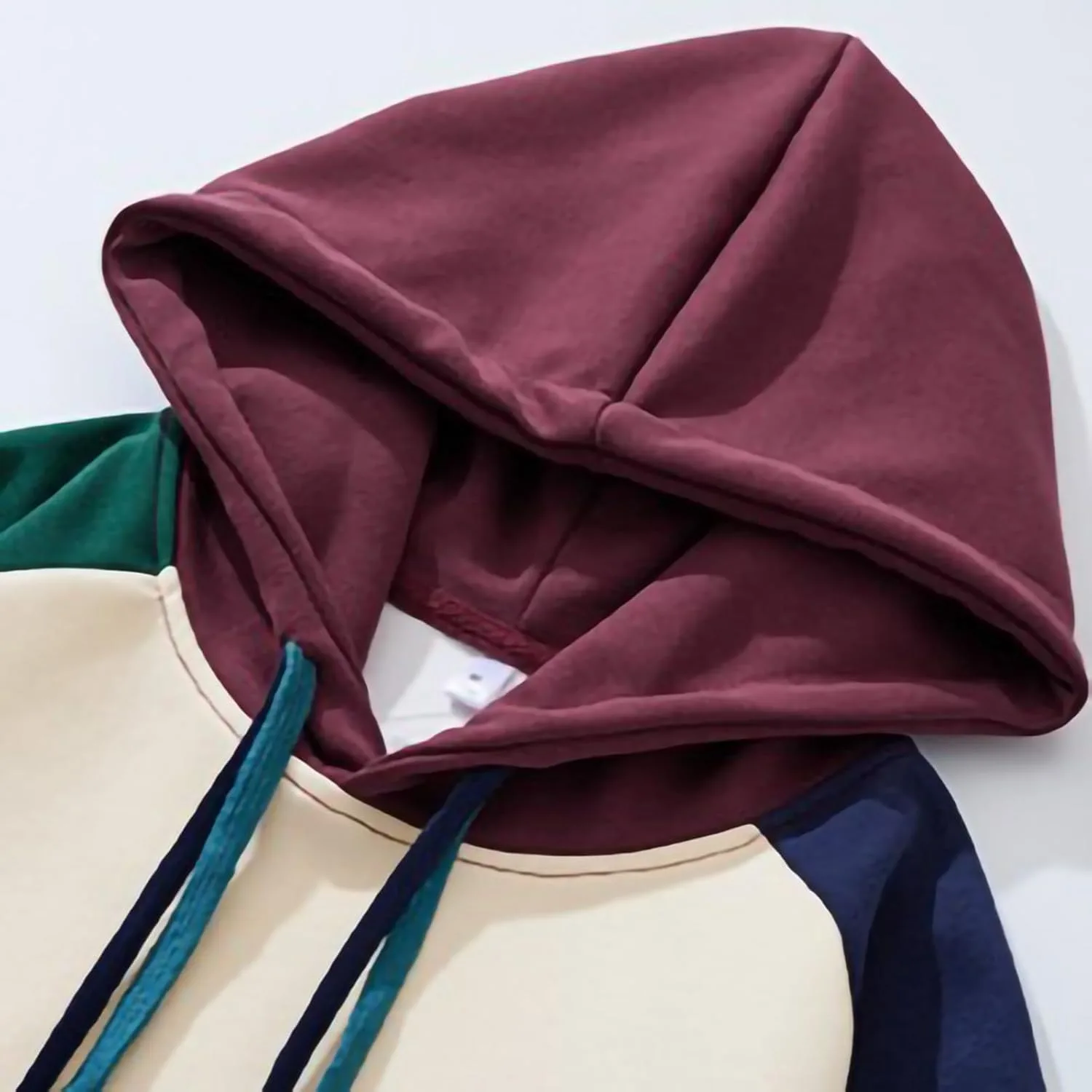 Мужская худи Unisex Fashion Teen Patchwork Color Block Preppy, комфортная хлопковая толстовка с капюшоном (Plus Size) — фото 4
