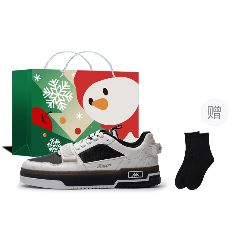 

Низкие нескользящие устойчивые к истиранию скейтборд кроссовки Unisex Black White Kappa, черный/белый[Festival Set]