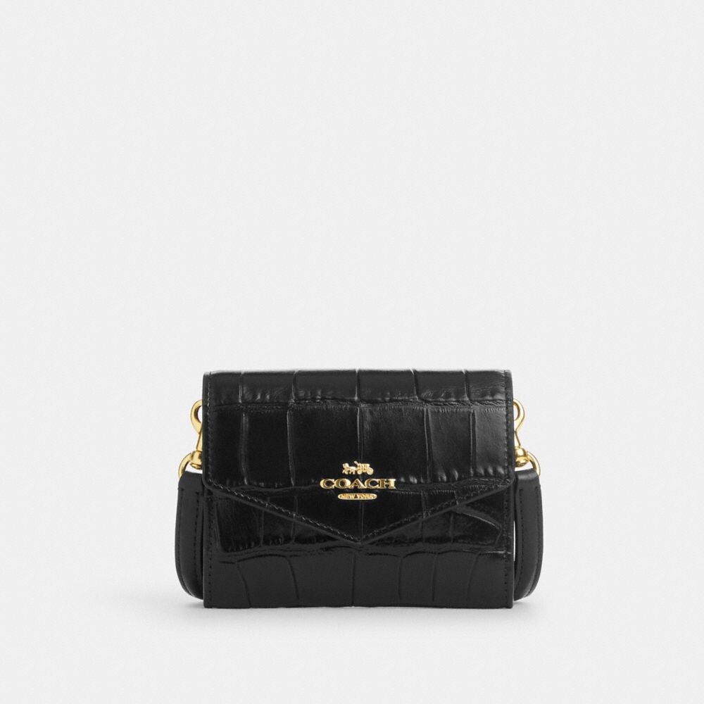 

Картхолдер COACH Mini Envelope Wallet With Strap, золотой/черный
