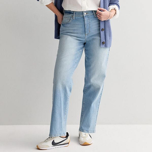 

Женские джинсы curvy high-rise с прямыми штанинами Sonoma Goods For Life, Super Light Wash