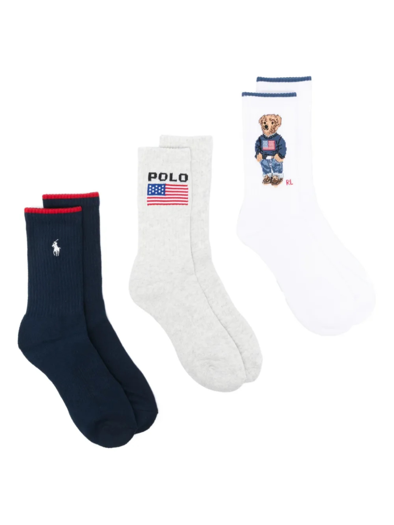 

Носки с логотипом Polo Ralph Lauren с интарсией (упаковка из трех штук), белый
