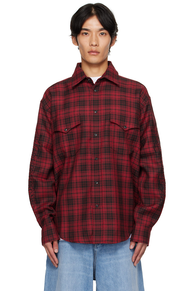 

Клетчатая вышитая рубашка Vetements, мультиколор