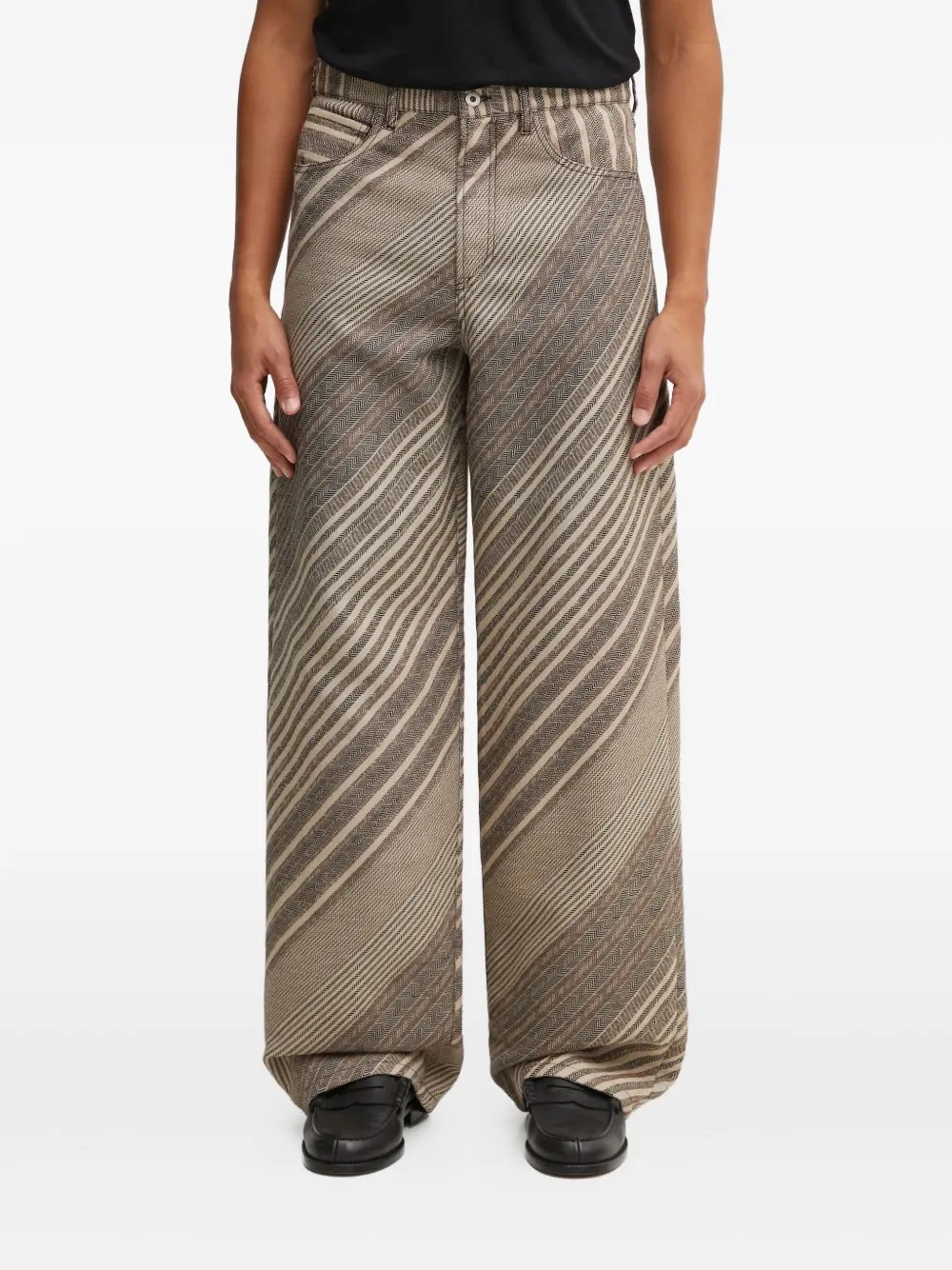 

Брюки с полосатым рисунком и карманами Kenzo, бежевый