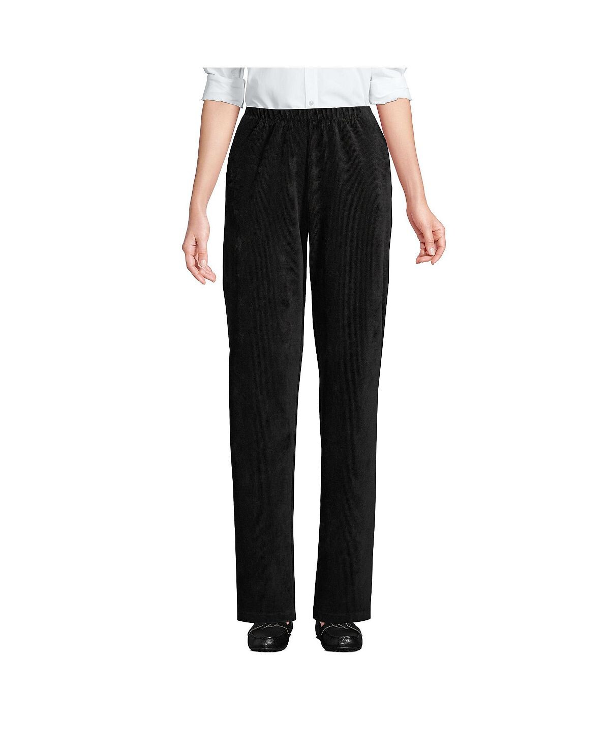 

Женские спортивные трикотажные вельветовые брюки с эластичной резинкой на талии и высокой посадкой Lands' End