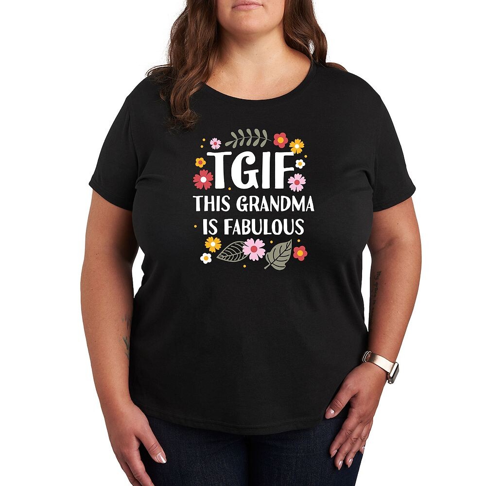 

Футболка Plus TGIF This Grandma Is Fab с рисунком, черный