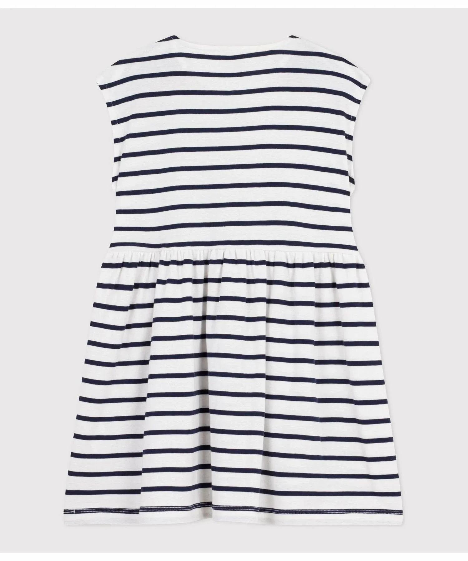 Полосатое платье без рукавов PETIT BATEAU, Off-white/Navy — фото 2