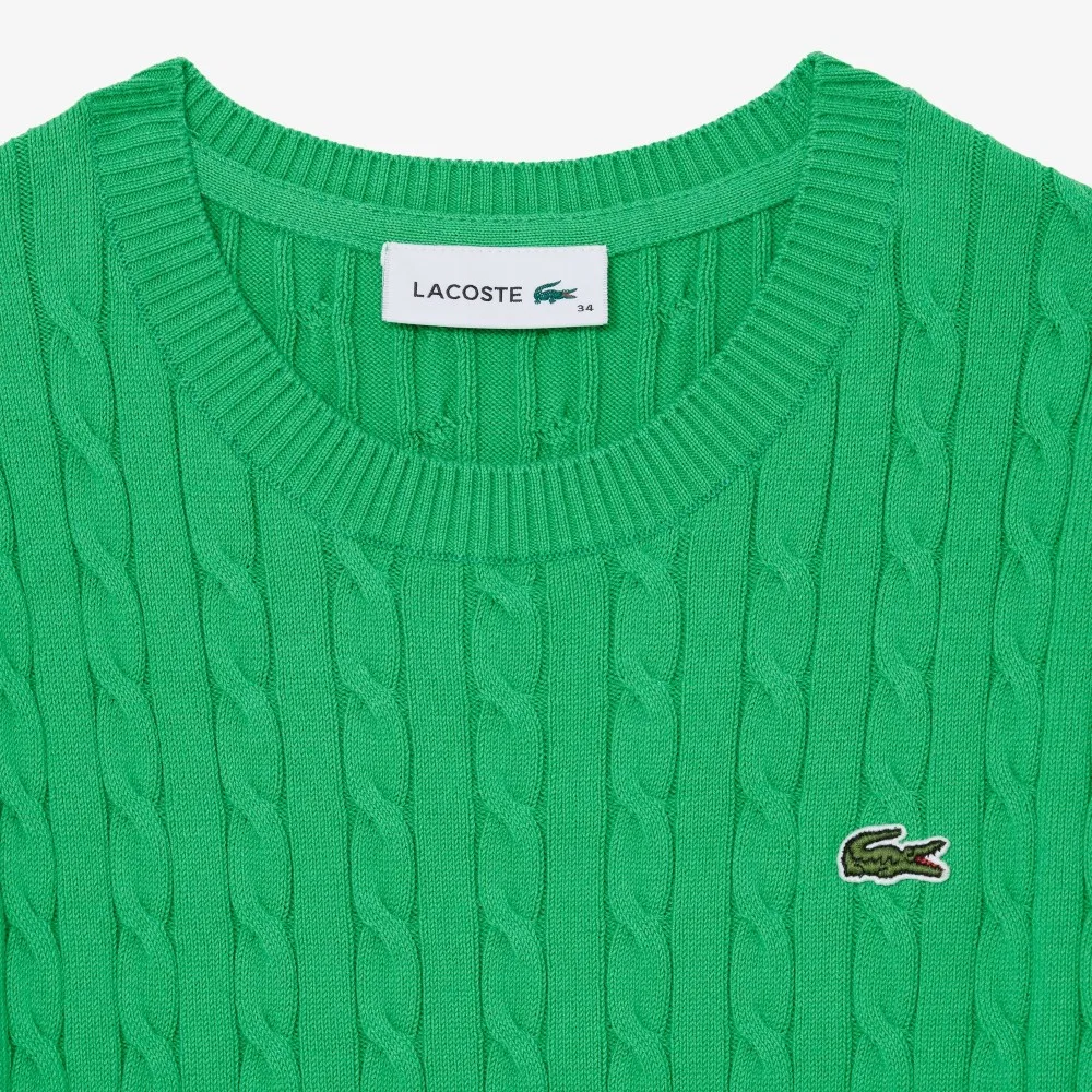 Женский хлопковый свитер с коротким рукавом и круглым вырезом от Lacoste — фото 3