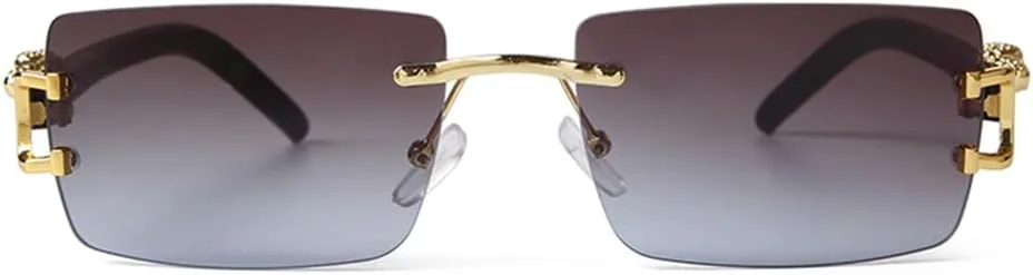 

Солнцезащитные очки без оправы прямоугольной формы для женщин, ретро-солнцезащитные очки без оправы с градиентными линзами для мужчин generic, C7 Blue Brown