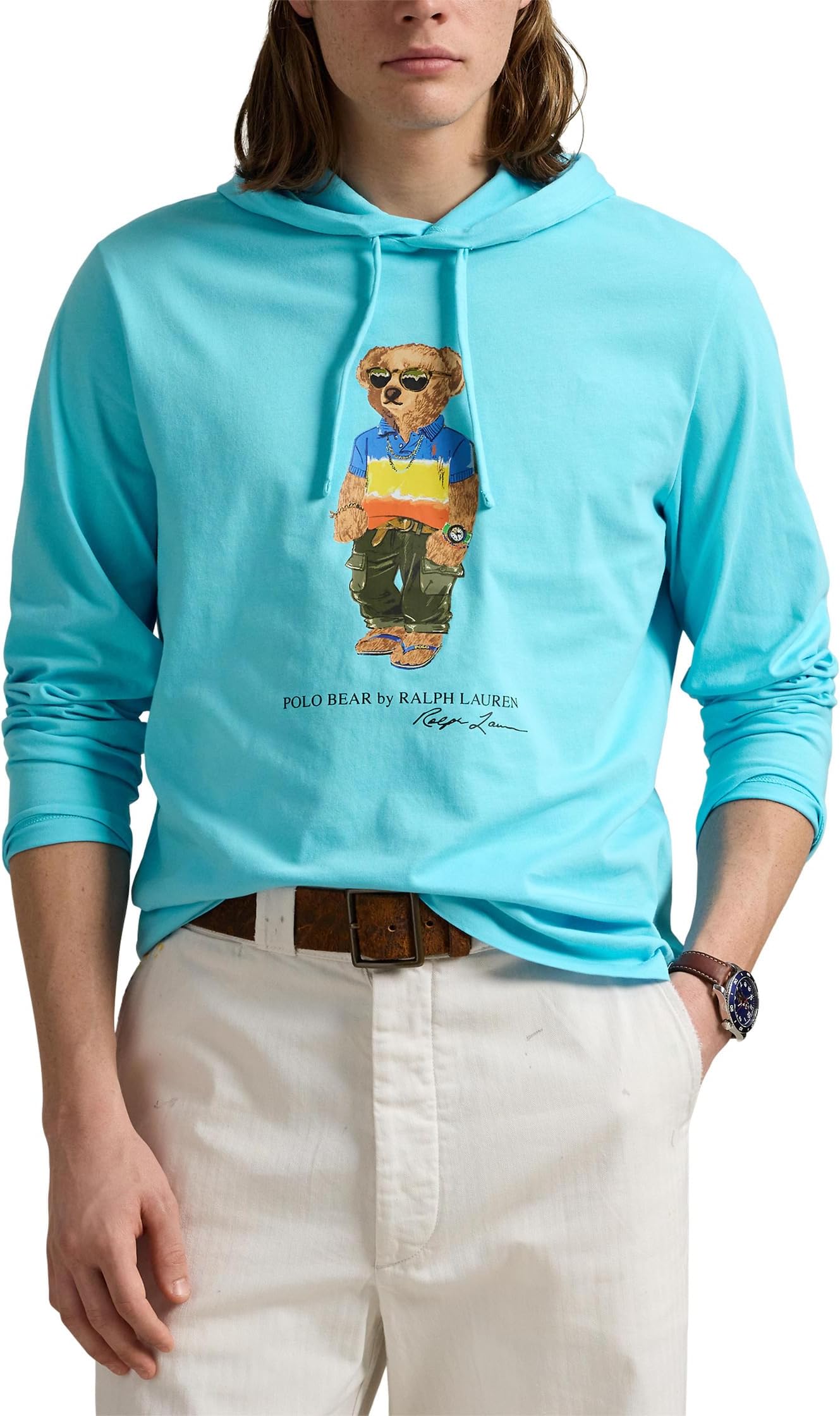 

Футболка Polo Ralph Lauren Polo Bear Jersey Hooded T-Shirt, цвет Sp25 Turq Nova Beach Shp Bear