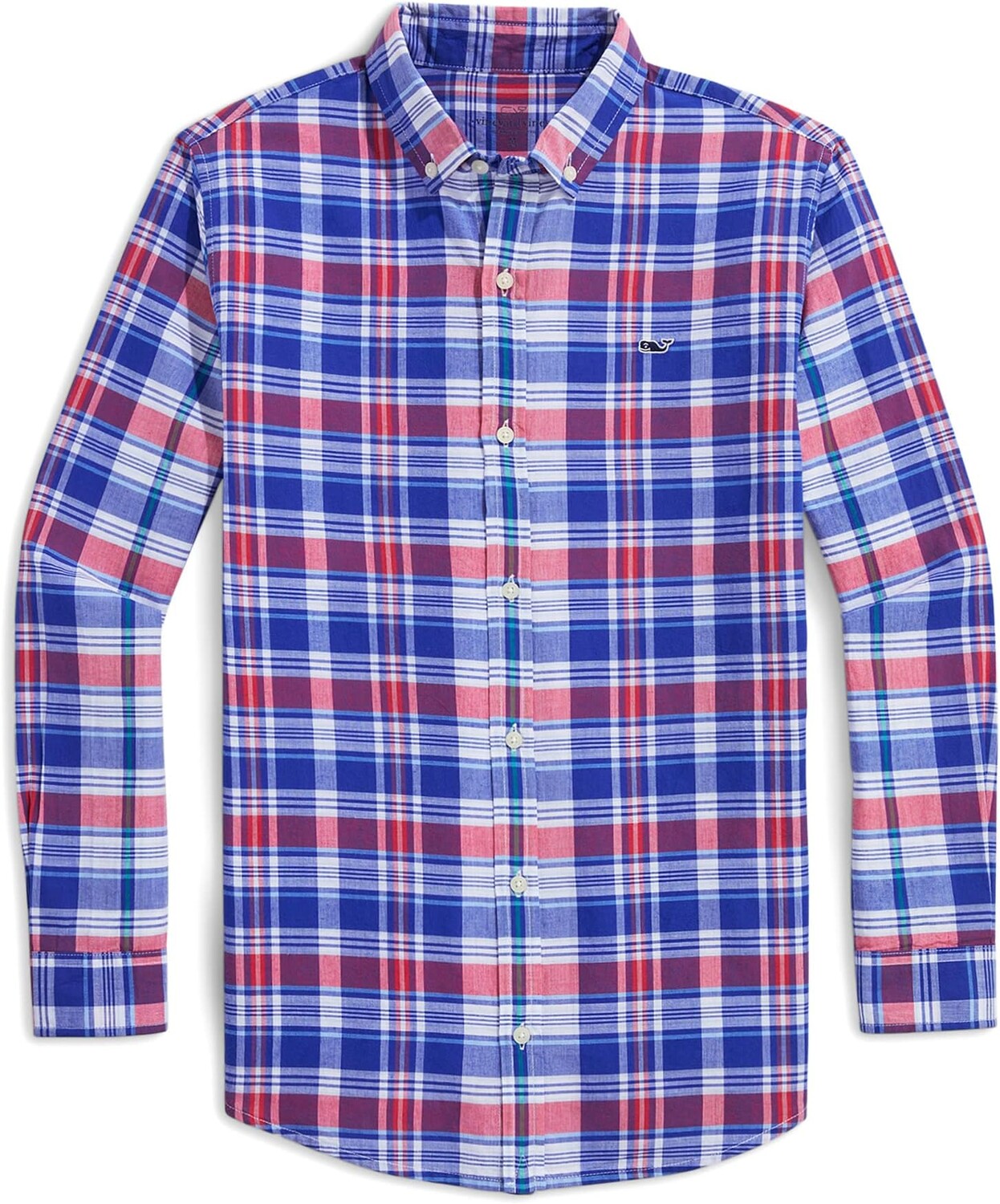 

Рубашка Vineyard Vines Plaid Madras Shirt, цвет Maritime Blue