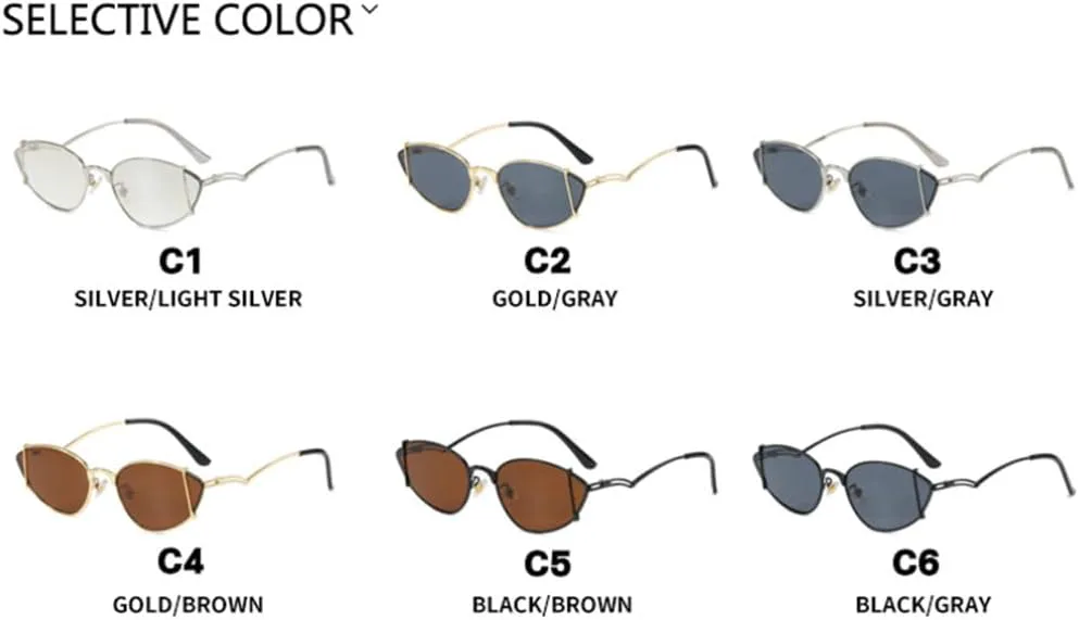 

Роскошные металлические полые солнцезащитные очки «кошачий глаз» для женщин, модные панк-очки для мужчин с защитой от УФ-излучения UV400 TOIPASTN, Black Grey