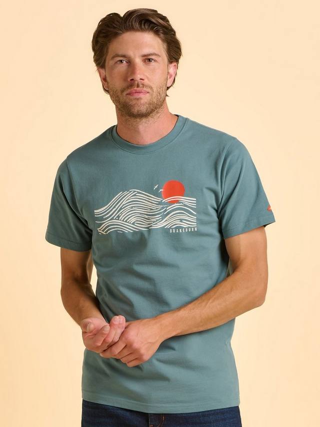 

Футболка Devenish с коротким рукавом и принтом, хлопок, Regular Fit Brakeburn, Green