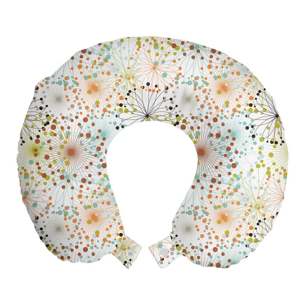 

ABAKUHAUS Abstract Travel Pillow Подушка для шеи, Линии с вибрирующими точками, Пенопластовые дорожные принадлежности для самолета и автомобиля, 30х30 см, Разноцветные