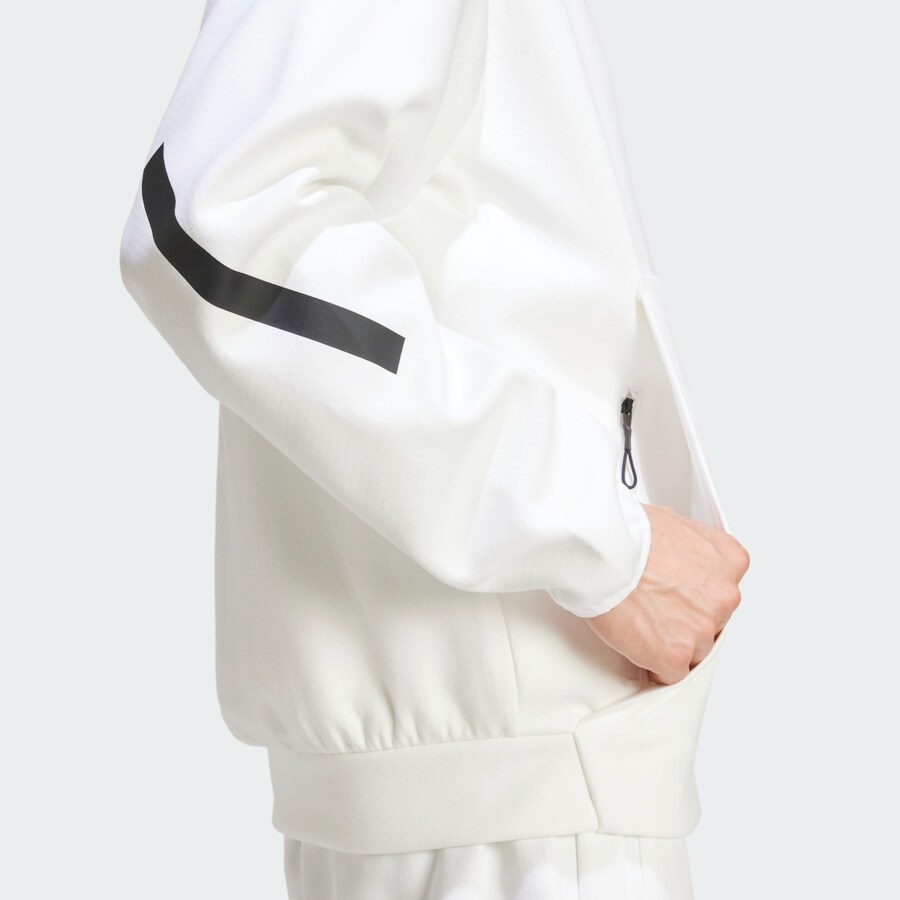 Свитер с капюшоном на молнии ADIDAS SPORTSWEAR Athletic Zip-Up Hoodie Z.N.E., белый — фото 4