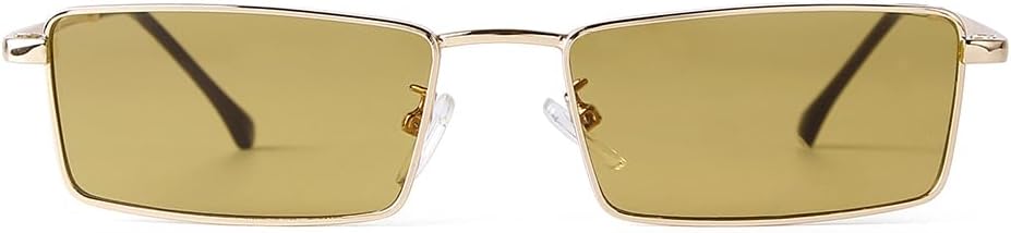 

Маленькие солнцезащитные очки в форме прямоугольника, в стиле Y2K, для женщин и мужчин, ретро, ​​80-х и 90-х, солнцезащитные очки с защитой от ультрафиолета UV400 Laurinny, Gold/Yellow Tint