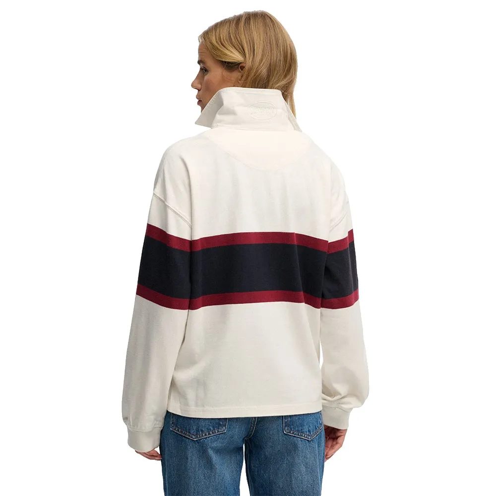 Поло Superdry Heritage Stripe Rugby с длинным рукавом, белый — фото 2